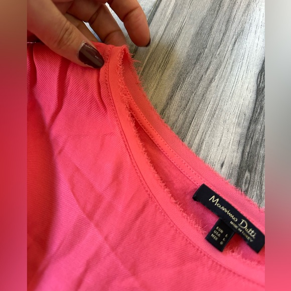 Massimo Dutti Flutter Short Sleeved Top Cotton Relaxed In Coral Size Large - Picture 6 of 8